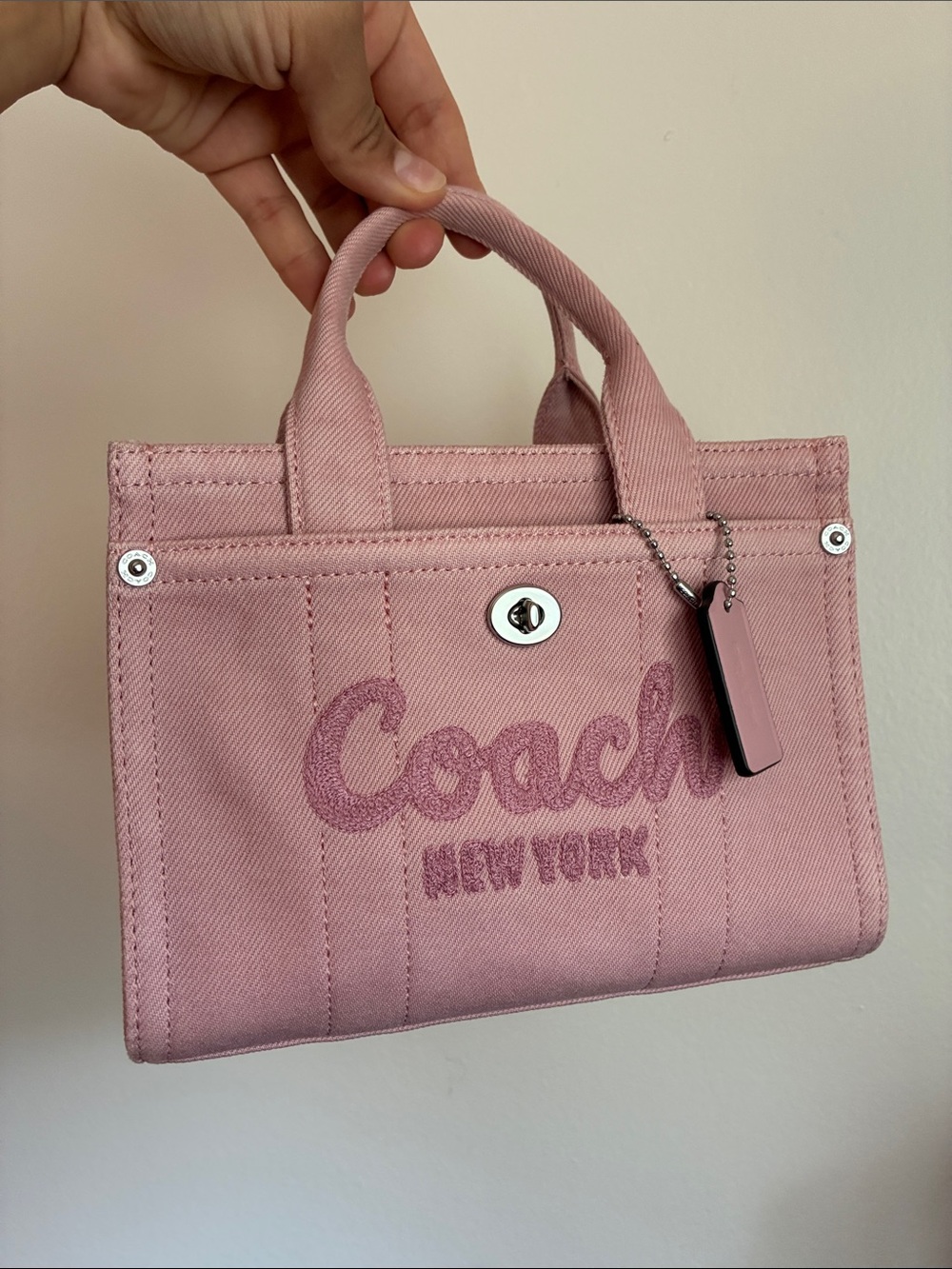 Coach Pink Demin Cargo Mini Tote Bag - Picture 1 of 11